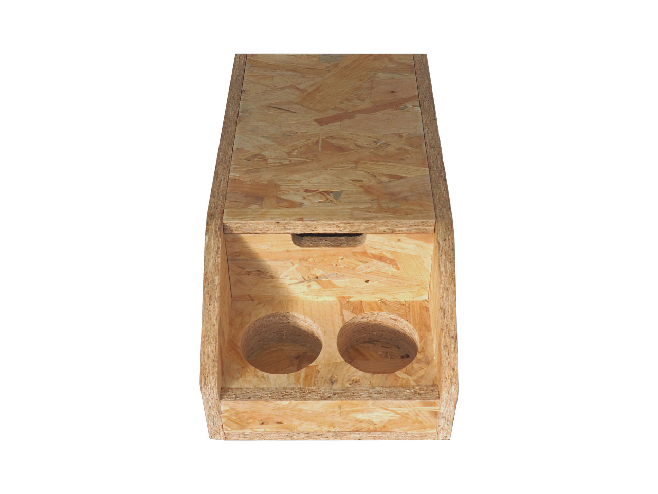 Petite boîte de rangement pour console centrale de van en bois OSB découpé à la CNC